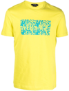 Versace Baroque Flocked Cotton T-shirt In Yellow