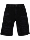 Givenchy Short In Denim Effetto Destroyed In Black