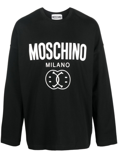 Moschino T-shirt Double Smiley In Black