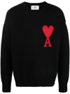 Ami Alexandre Mattiussi Ami De Coeur-intarsia Jumper In Black