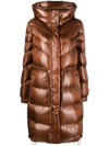 Woolrich Zip-up Hooded Padded Coat In Brown