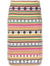 Kenzo Neutral Fairisle Jacquard Stripe Skirt In Multicolor