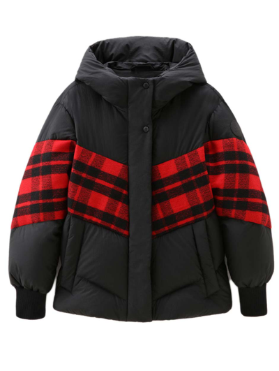 Woolrich Plunket Jacket Hooded Harrington Jacket Nero-rosso  Woman In Black