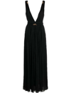 Saint Laurent Chaink-link Detail V-neck Gown In Black