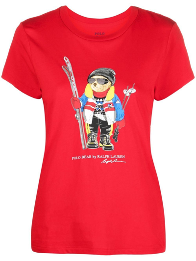 Polo Ralph Lauren Ski Bear T-short Sleeve-t-shirt In Red