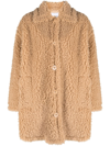 Stand Studio Gwen Faux-shearling Shirt Jacket In Beige