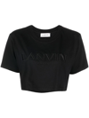 Lanvin Embroidered-logo Cropped T-shirt In Black