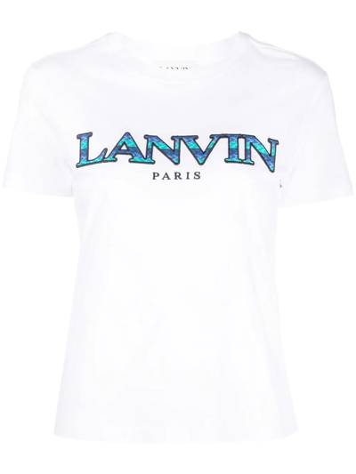 Lanvin Logo-embroidered Cotton T-shirt In White