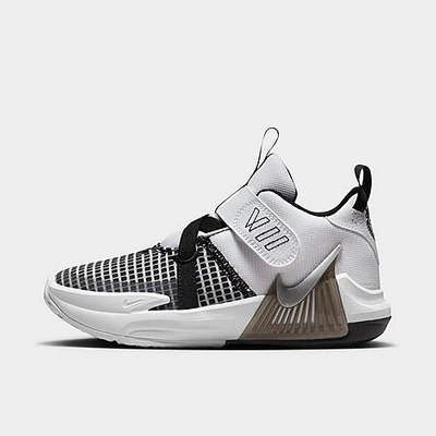 Nike Kids' Lebron Witness 7 Basketball Shoe In White/metallic Silver/black/black