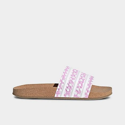 Adidas Originals Adidas Women's Adilette Print Slide Sandals In Bliss Lilac/ White/ Gum