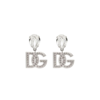 Dolce & Gabbana Silver-tone Dg Logo Crystal Clip-on Earrings In Silver