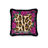 Dolce & Gabbana Pink Leopard Print Embroidered Small Cushion In Pink