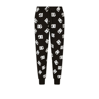 Dolce & Gabbana All-over Logo-print Track Pants In Black