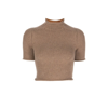 Alexander Wang Compact Knit Tee With Jersey Roll Trims In Brown