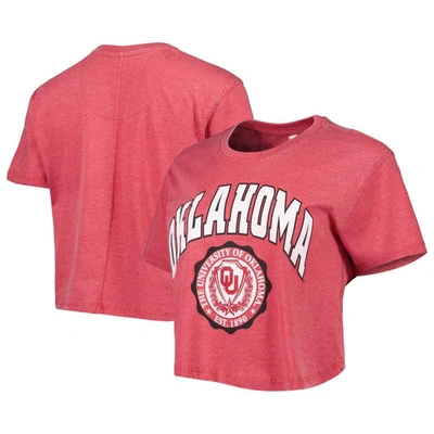 PRESSBOX PRESSBOX CRIMSON OKLAHOMA SOONERS EDITH VINTAGE BURNOUT CROP T-SHIRT