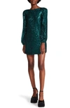 Bb Dakota By Steve Madden Long Sleeve Sequin Dress In Teal