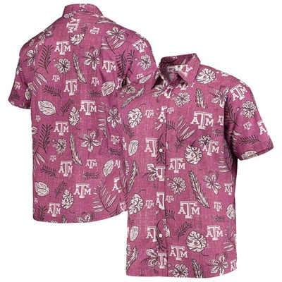 Wes & Willy Men's Maroon Texas A M Aggies Vintage-like Floral Button-up Shirt