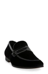 Steve Madden Crescent Velvet Penny Loafer In Black/black