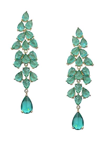 Eye Candy La Women's Alice 18k Goldplated & Cubic Zirconia Earrings In Green