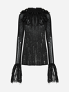 Gcds Fringed Open-knit Jumper In Black
