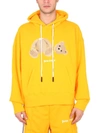 Palm Angels Bear Cotton Jersey Hoodie In Yellow