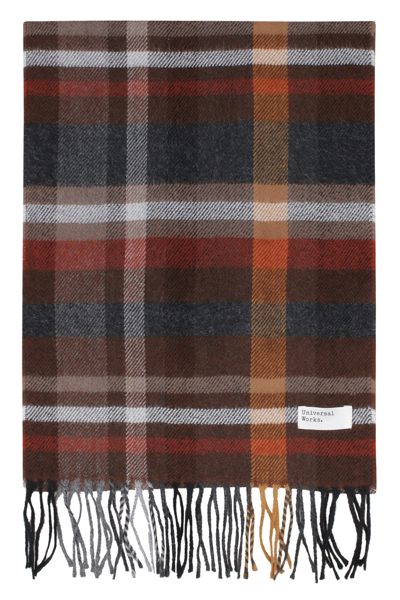 Universal Works Check Scarf Brown