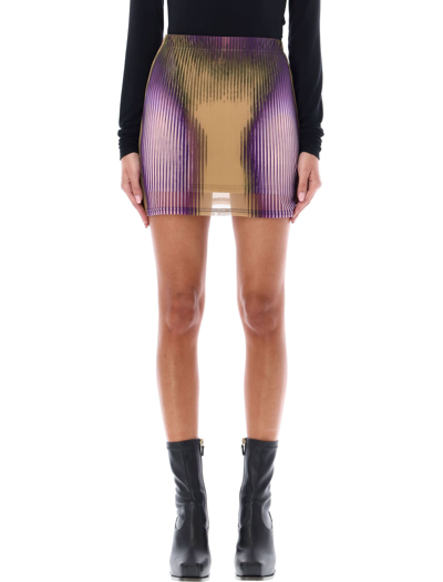 Y/project Morph Mini Skirt In Purple Beige