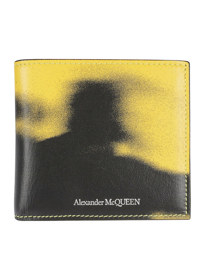 Alexander Mcqueen Logo Printed Bifold Wallet In Pop Yellow/black