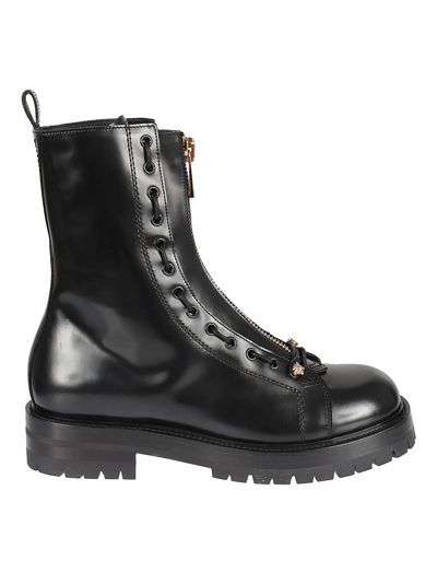 Versace Medusa-detail Zipped-up Boots In Black/gold