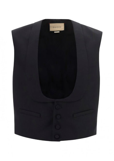 Gucci Wool Formal Vest In Black