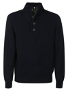 Barbour Patch Wool Quarter Zip Pullover In Navy