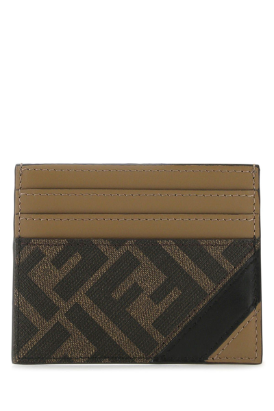 Fendi Printed Fabric  Diagonal Card Holder Printed  Uomo Tu In Tab.mt+sand+nero