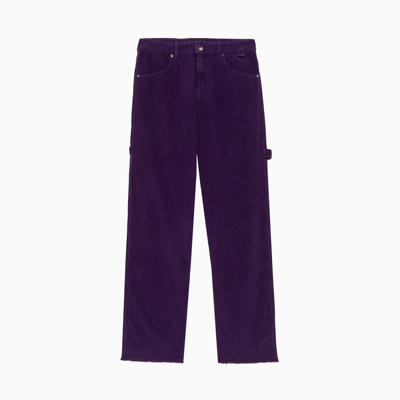 Darkpark John Dyed Drill Cotton Carpenter Pants In Dark Purple