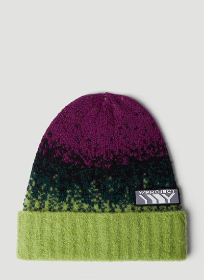 Y/project Intarsia-knit Logo-patch Beanie In Multicolor
