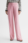 Reiss Blair Wool-blend Wide Leg Trouser In Pink