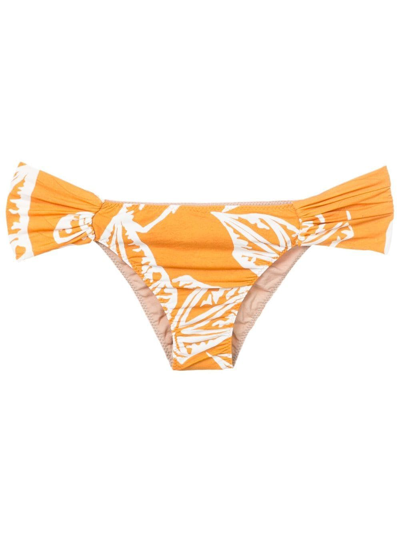 Clube Bossa Leaf-print Bikini-bottoms In Orange
