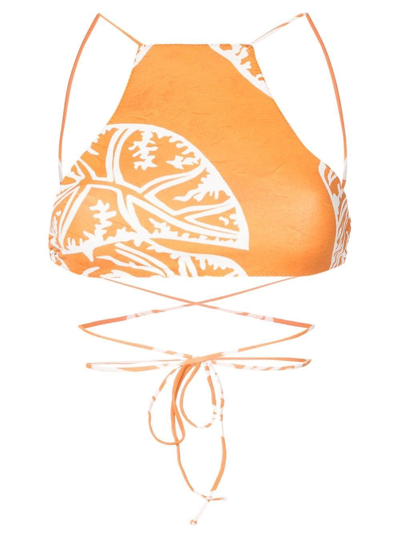Clube Bossa Chung Wrap-tie Bikini Top In Orange
