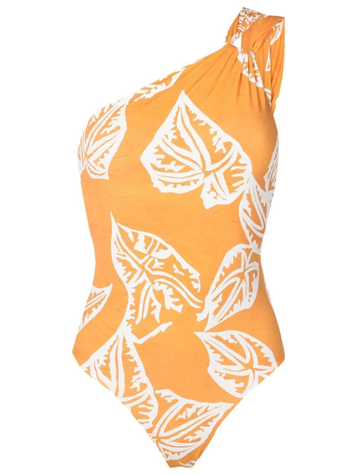 Clube Bossa Asymmetric Graphic-print Swimsuit In Orange