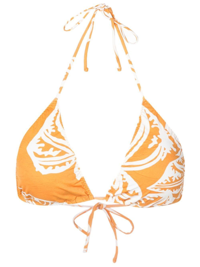 Clube Bossa Leaf-print Halterneck Bikini-top In Yellow