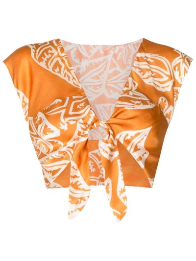 Clube Bossa Front-tied Bikini Top In Orange