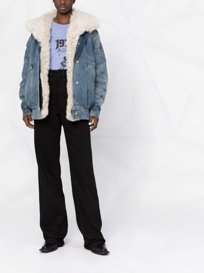 Iro Furry Lining Denim Jacket In Authentic Blue Denim ModeSens