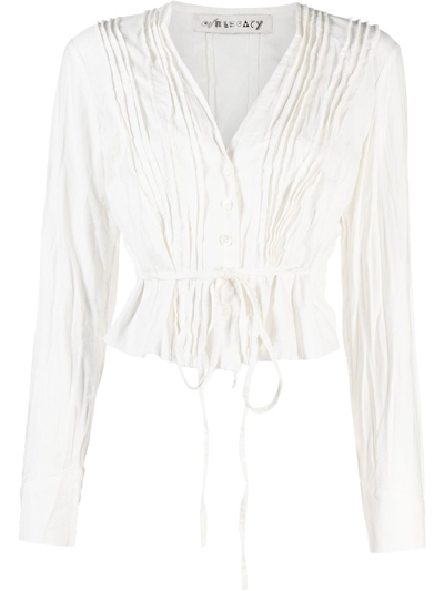 Our Legacy Pleated Long-sleeve Blouse In White
