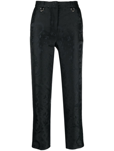 John Richmond Pattern-jacquard Cropped Trousers In Black