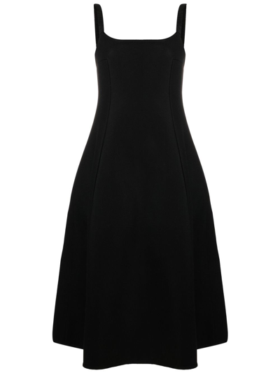 Khaite Off-shoulder A-line Midi Dress In Black