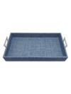 MARIPOSA FAUX GRASSCLOTH METAL HANDLED TRAY