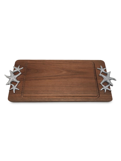 Mariposa Dark Wood Tray With Starfish Handles In Brown