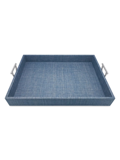 Mariposa Jute Tray With Metal Handles, Heather Blue