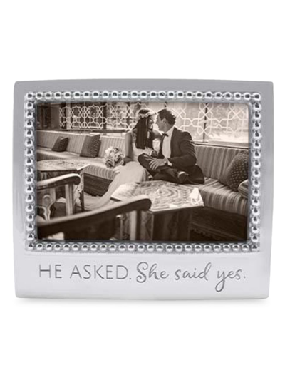 Mariposa He Asked. She Said Yes. Beaded Frame In Silver