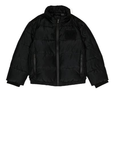 Emporio Armani Kids' Zipped Padded Coat In Black