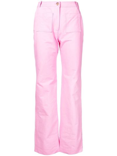 Rejina Pyo Ellis Organic-cotton Straight Trousers In Pink